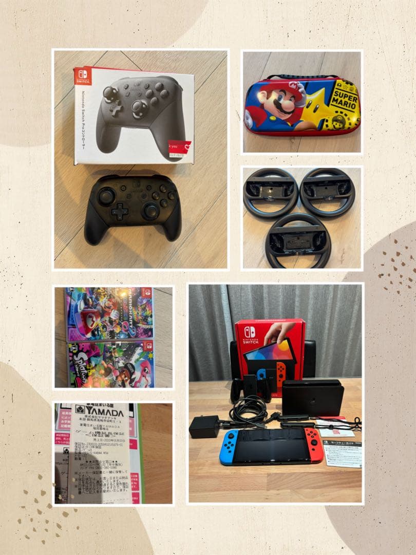Nintendo Switch 有機EＬセット　純正コントローラー、カセット2本