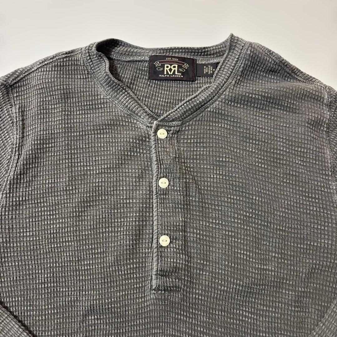 【未使用品RRL】Ralph Lauren グレー ヘンリーネック長袖カットソー