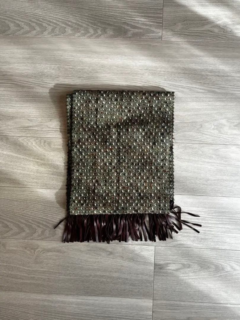 【スコットランド製】ウールレザーフリンジストール