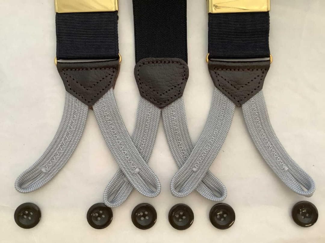 サスペンダー英国製アルバートサーストン6ボタン留モアレBKGDGY B311