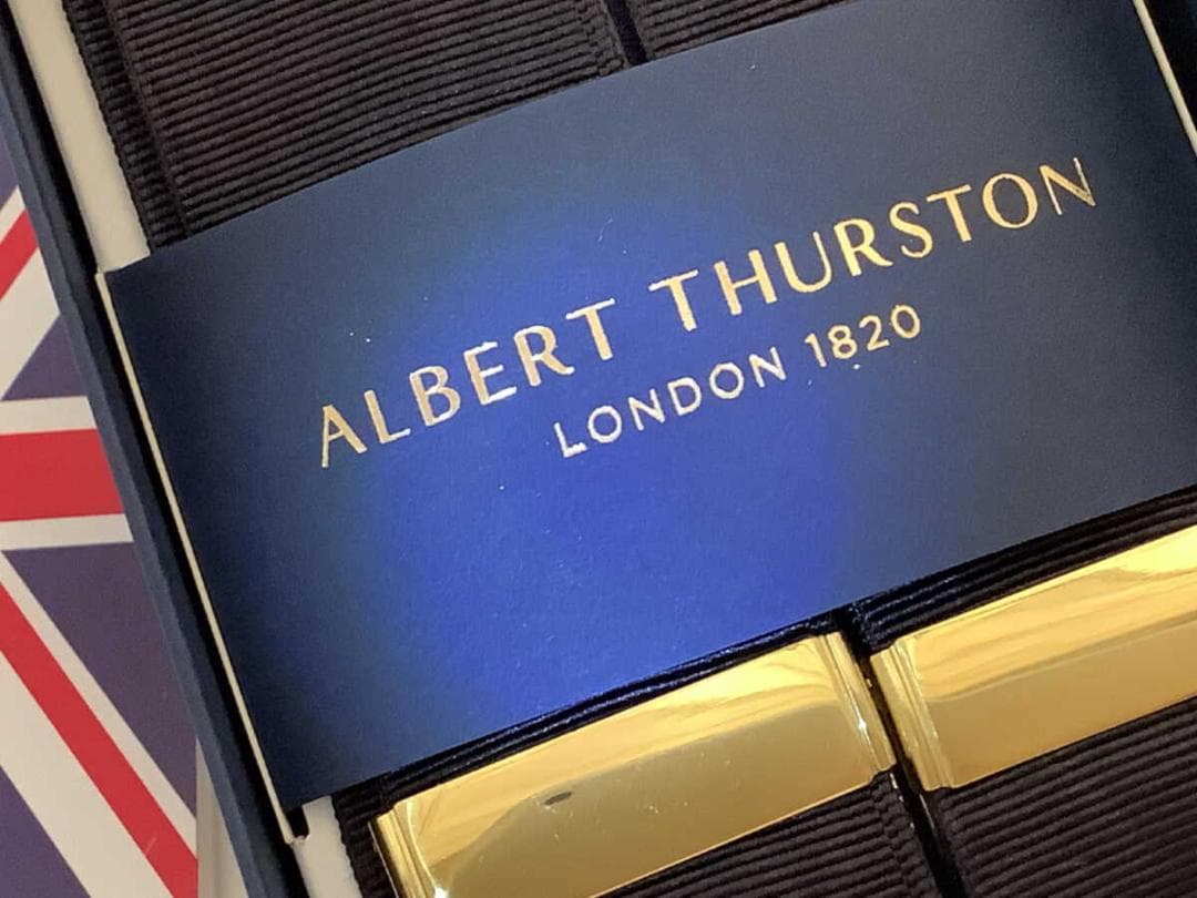 サスペンダー英国製アルバートサーストン6ボタン留モアレBKGDGY B311