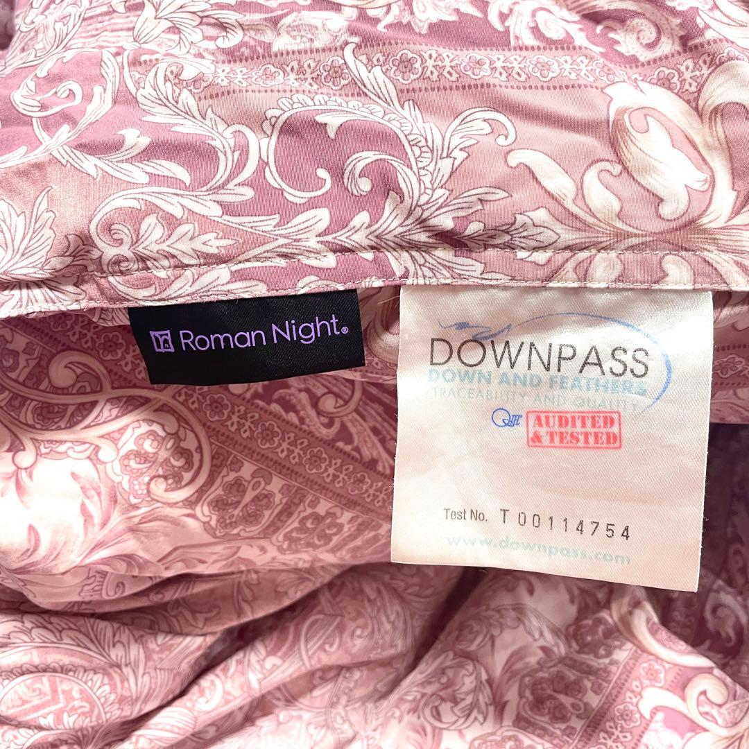 三連休値下　シングル　日本製　羽毛掛け布団　ピンク系装飾柄