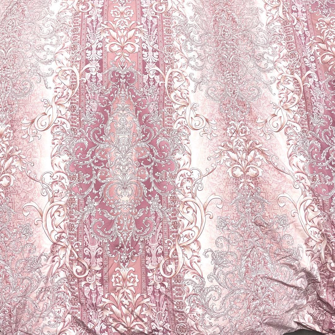 三連休値下　シングル　日本製　羽毛掛け布団　ピンク系装飾柄