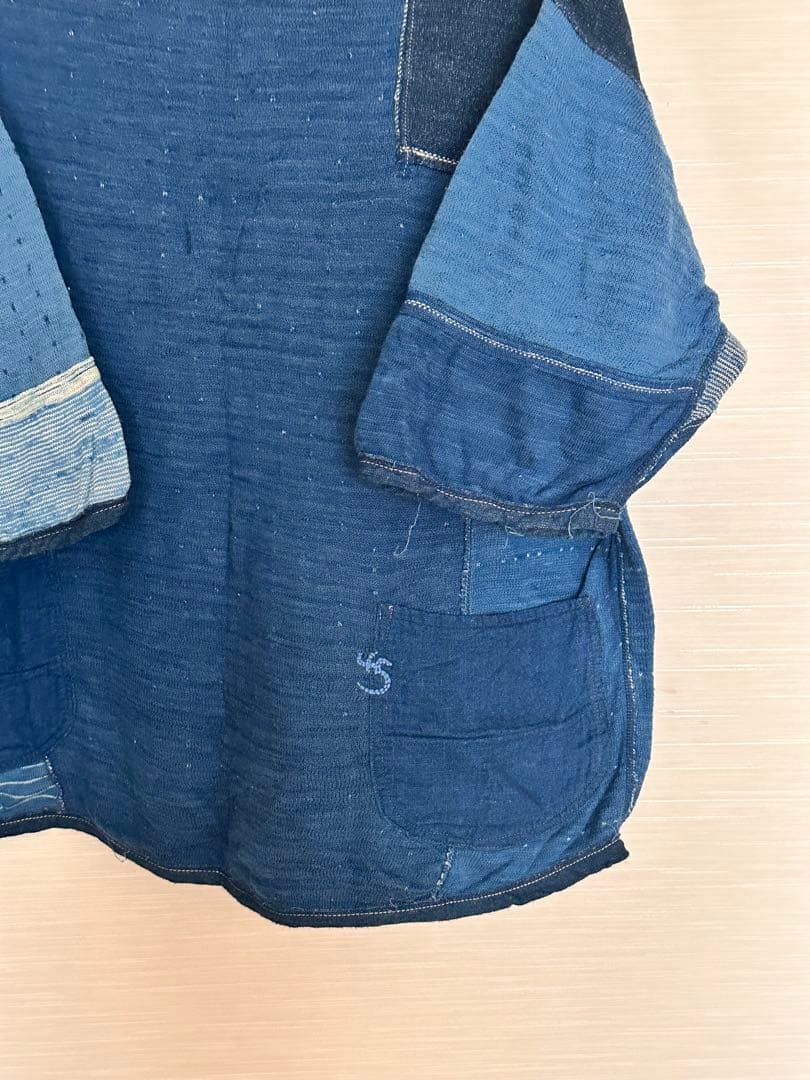 藍職人 野良着馬T-S パッチワーク 半袖シャツ ダークブルー