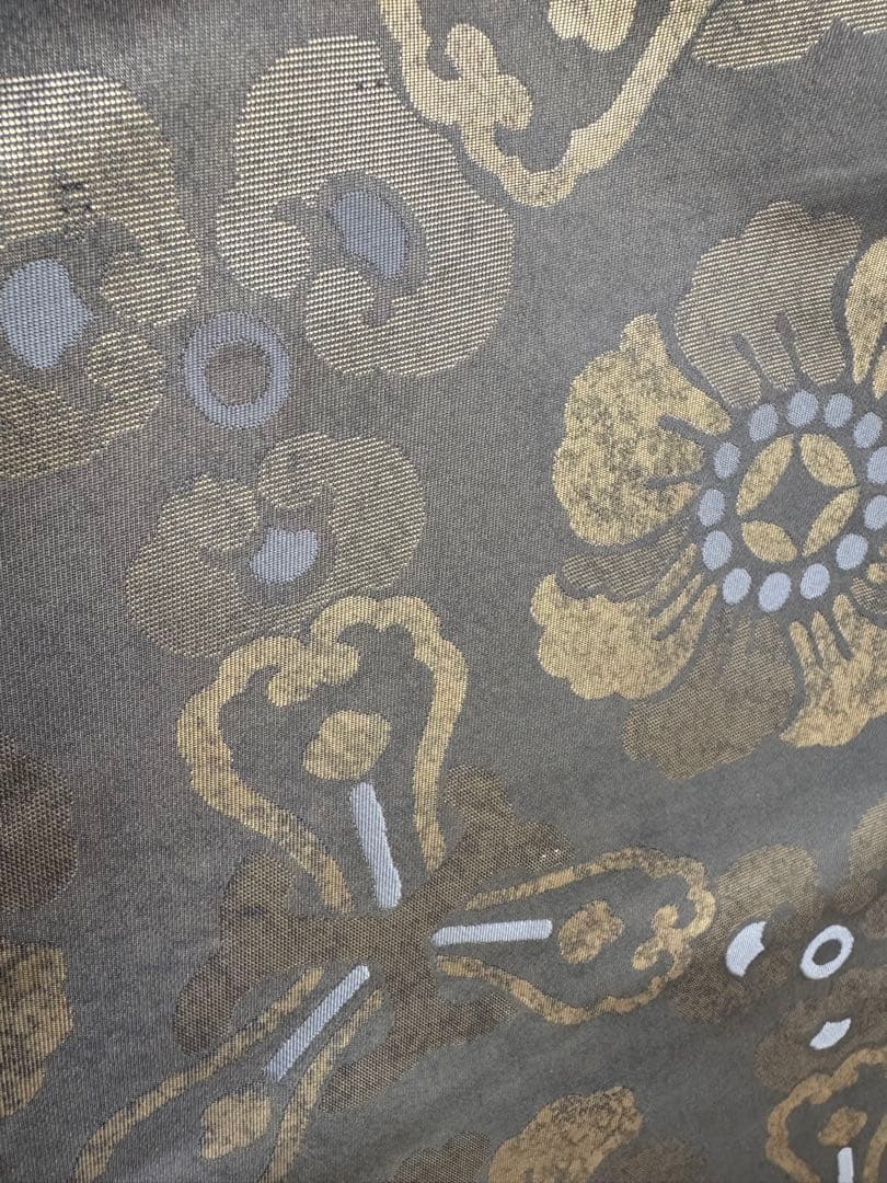 【極美品】伝統工芸士「内田弘基氏作」経糸4600本織「牡丹文様」オリーブ色