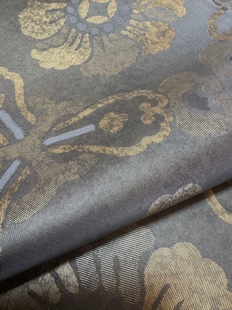 【極美品】伝統工芸士「内田弘基氏作」経糸4600本織「牡丹文様」オリーブ色
