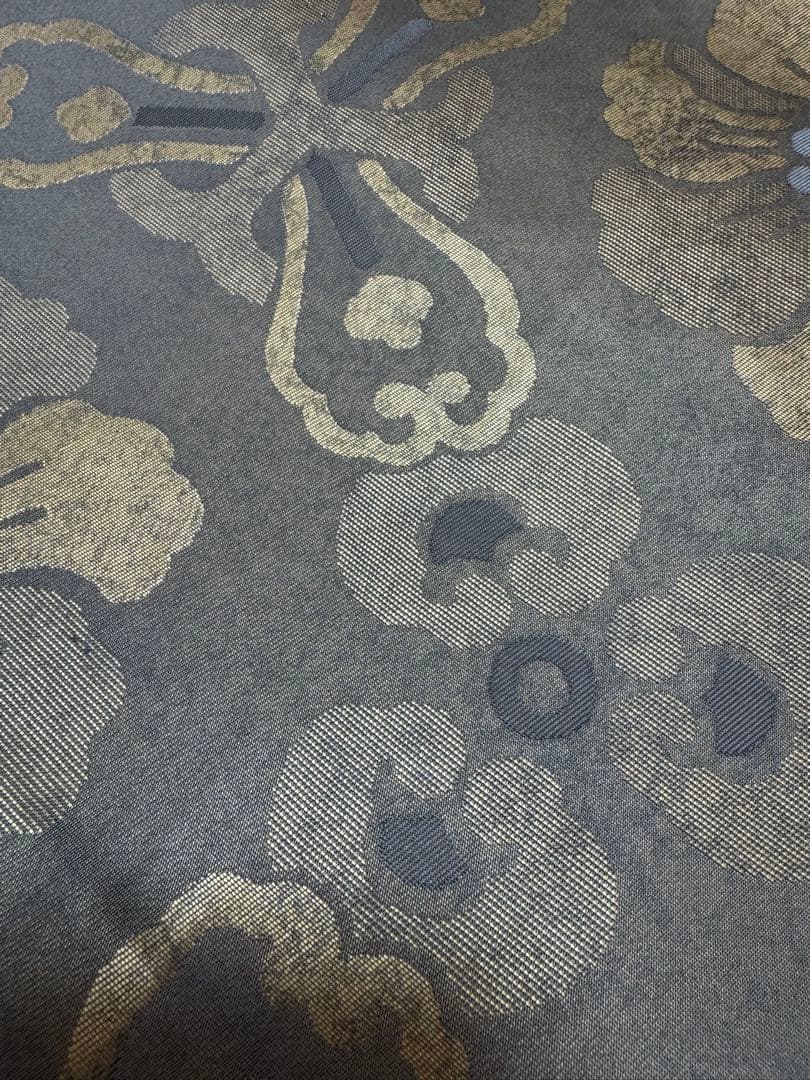 【極美品】伝統工芸士「内田弘基氏作」経糸4600本織「牡丹文様」オリーブ色