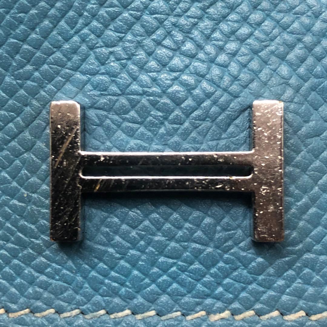 エルメス ベアン Hロゴ キーケース 4連 ブルー 刻印□L FM30