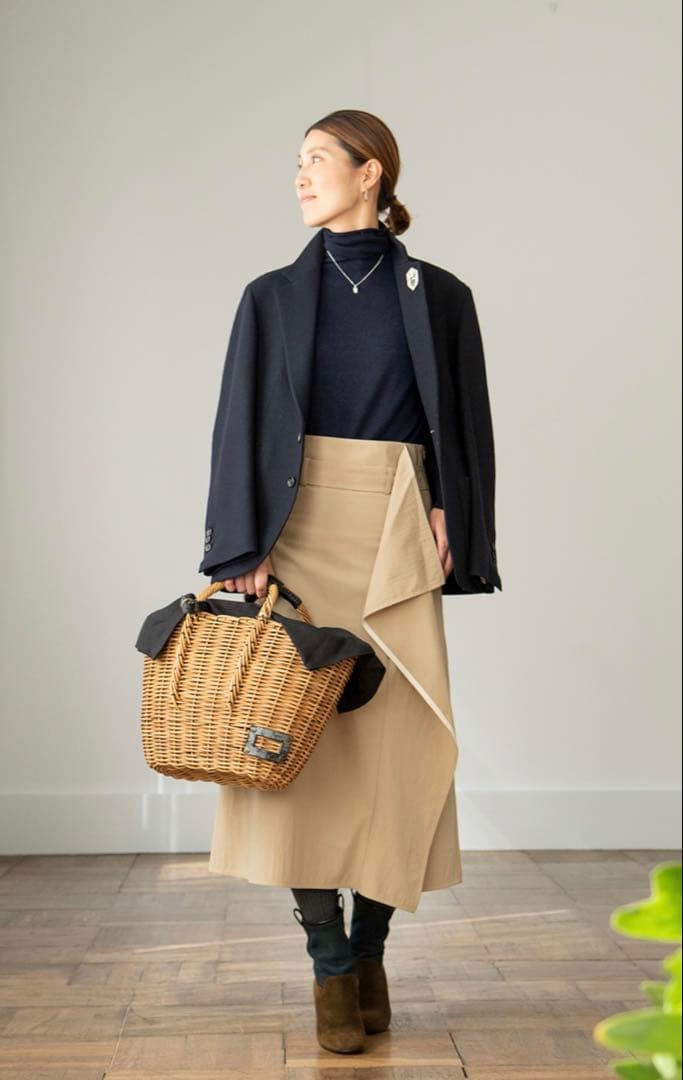 ebagos エバゴス　マルシェ　ブライドルレザー×紅籐　BLACK 定番トート