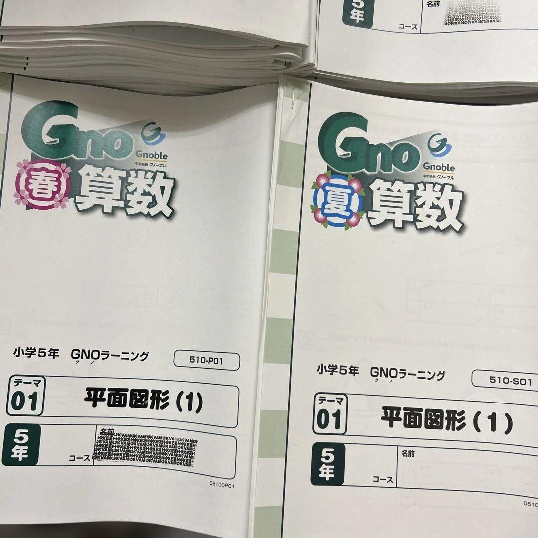 ① グノーブル　5年　算数　テキスト　一年分　N授業　T授業　季節講習込み