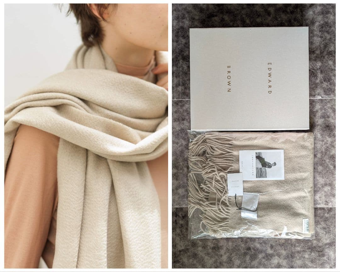 EDWARD BROWN カシミヤストール エクリュ ECRU