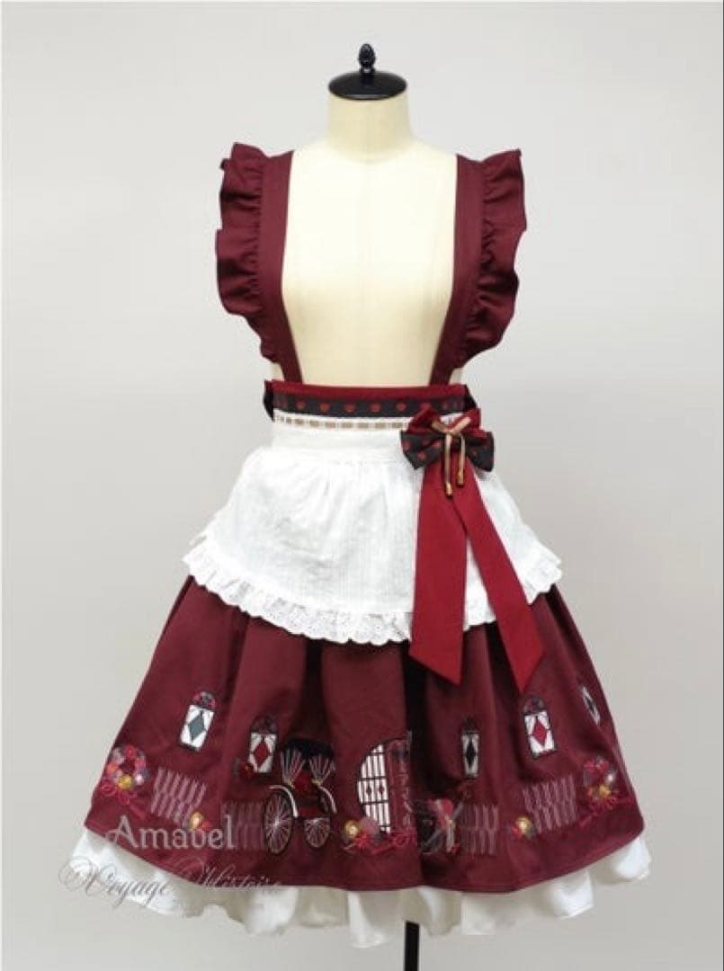 Amavel アマベル 大正浪漫の夢紀行ミドルスカート 和風 和ロリ ボルドー