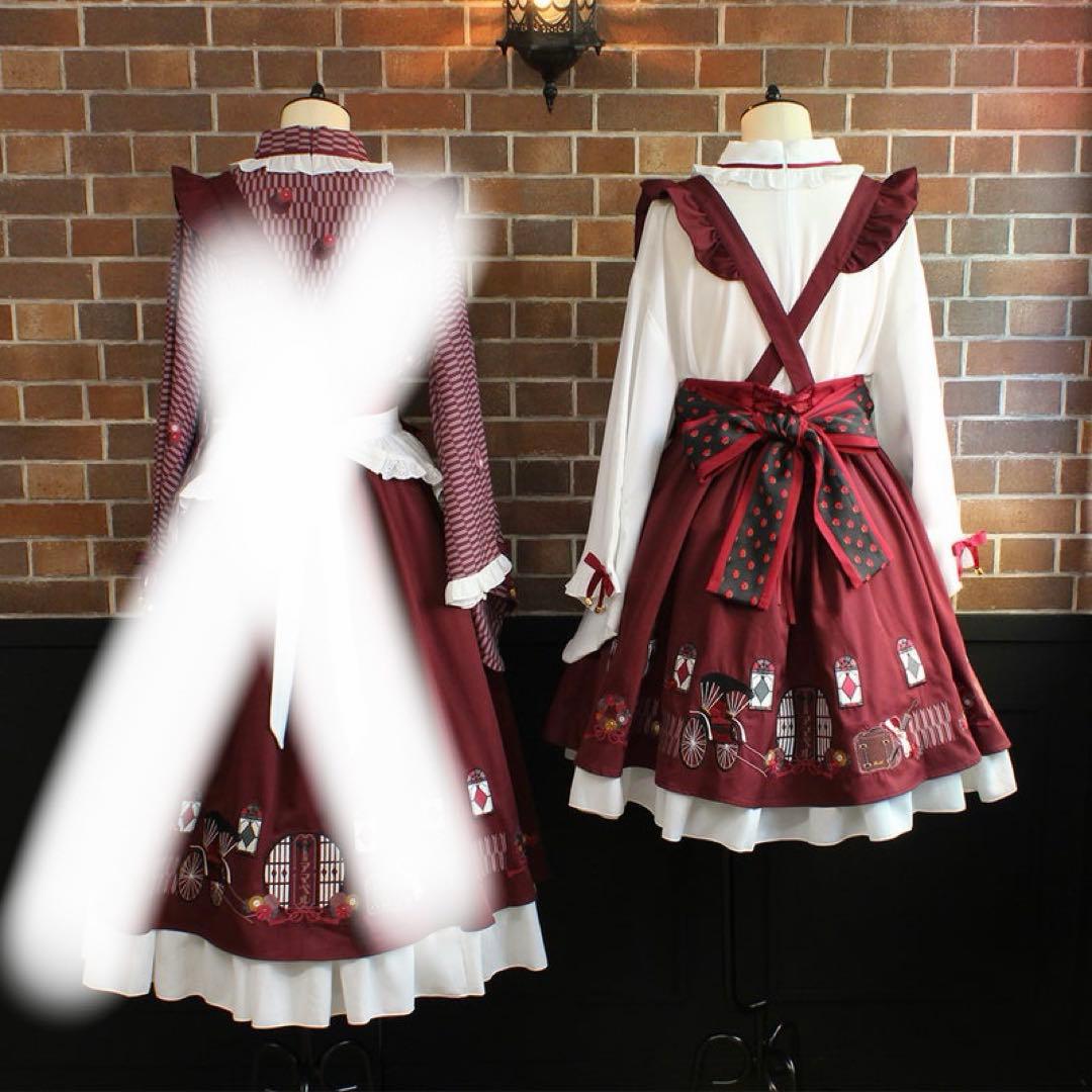 Amavel アマベル 大正浪漫の夢紀行ミドルスカート 和風 和ロリ ボルドー