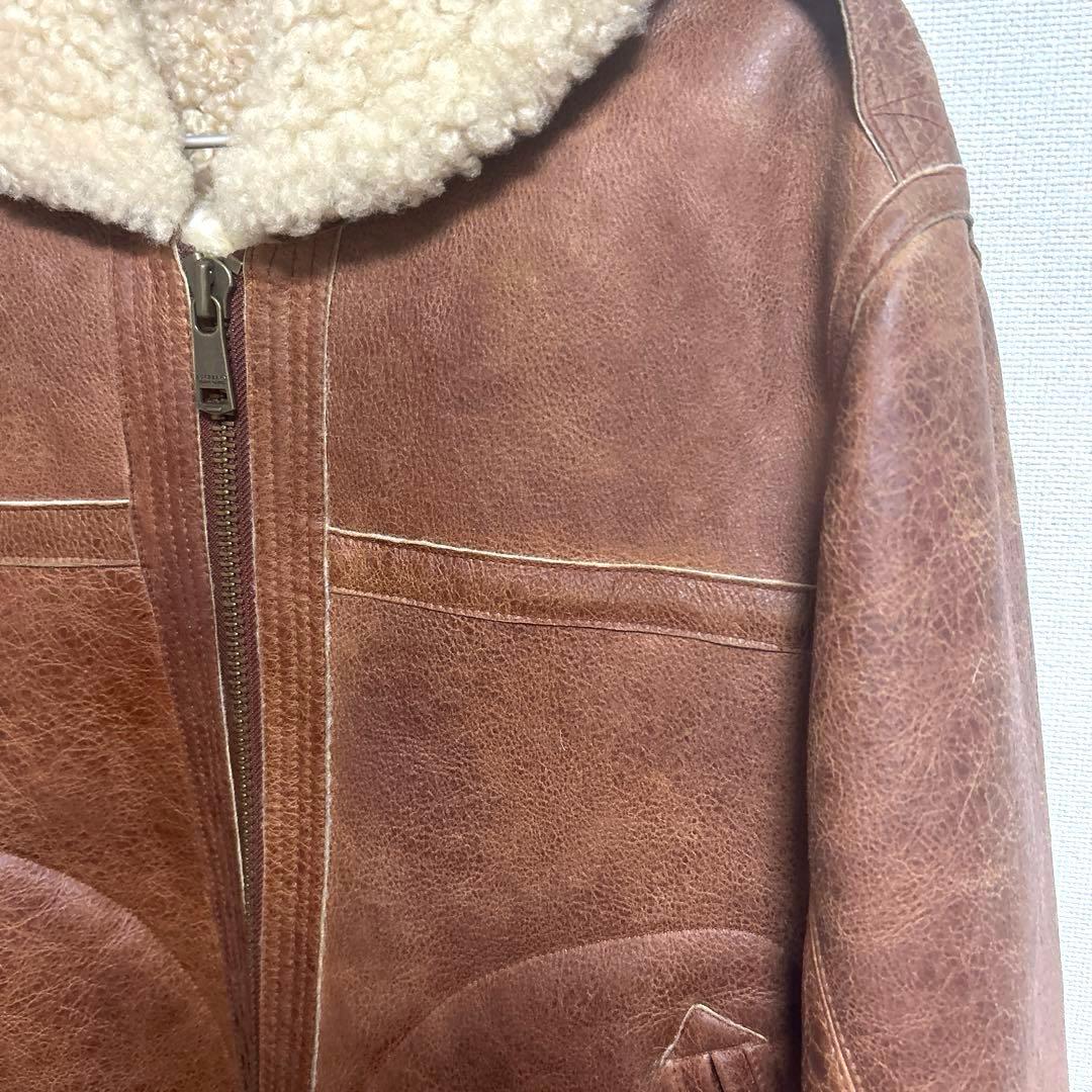 バーバリーブラックレーベル ムートン ジャケット 羊革 Ｌフライトジャケット