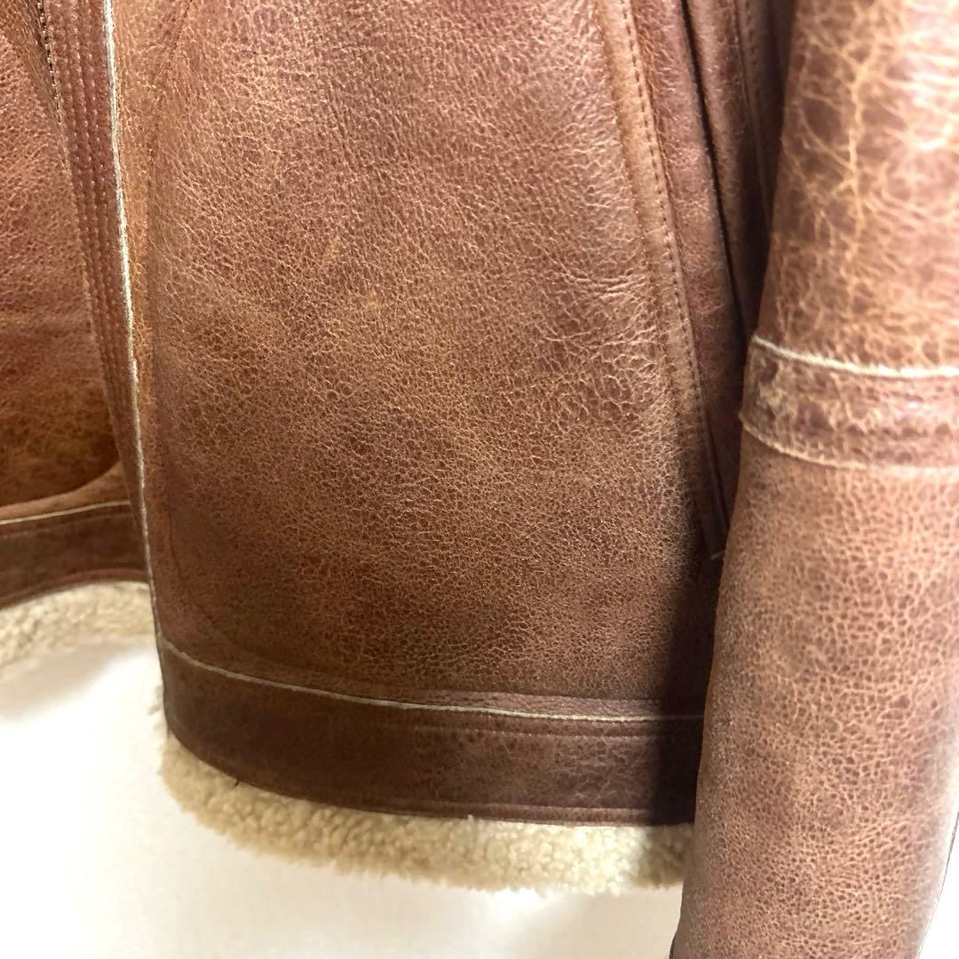 バーバリーブラックレーベル ムートン ジャケット 羊革 Ｌフライトジャケット