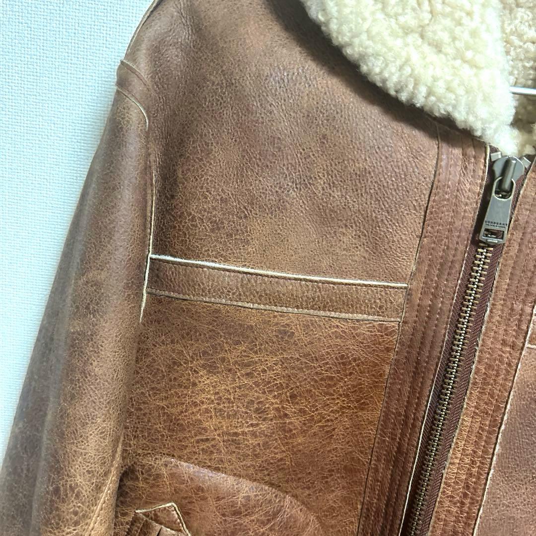 バーバリーブラックレーベル ムートン ジャケット 羊革 Ｌフライトジャケット