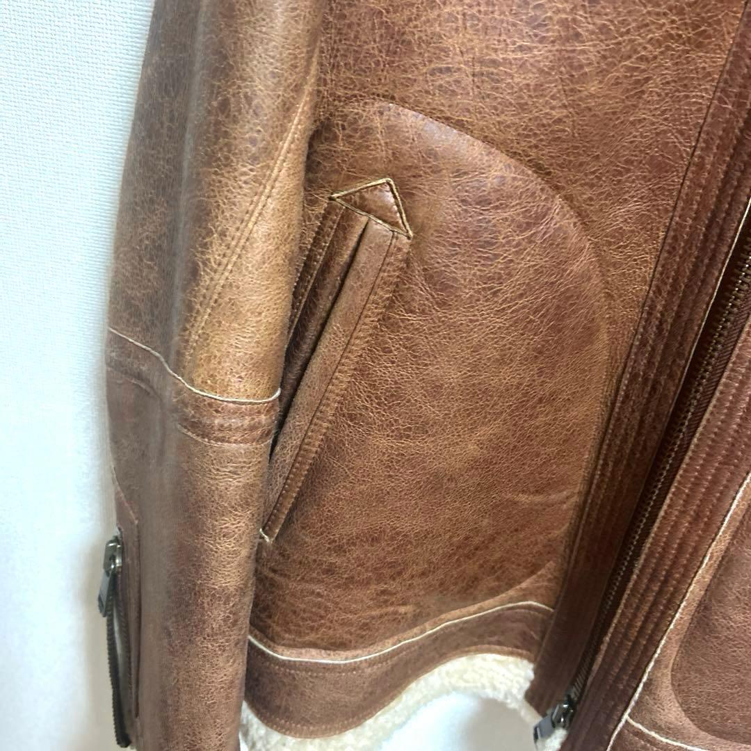 バーバリーブラックレーベル ムートン ジャケット 羊革 Ｌフライトジャケット