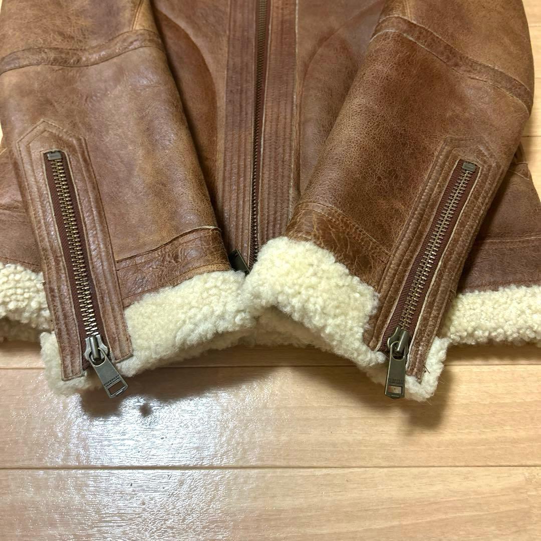 バーバリーブラックレーベル ムートン ジャケット 羊革 Ｌフライトジャケット