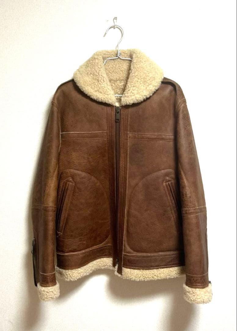 バーバリーブラックレーベル ムートン ジャケット 羊革 Ｌフライトジャケット