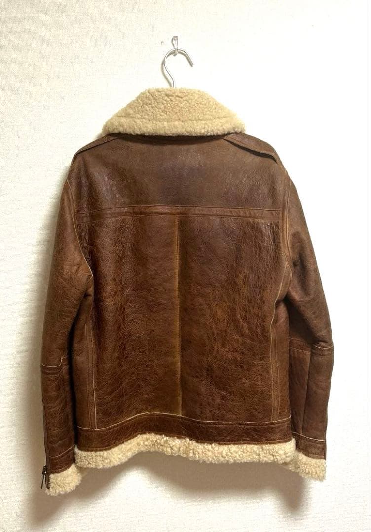 バーバリーブラックレーベル ムートン ジャケット 羊革 Ｌフライトジャケット