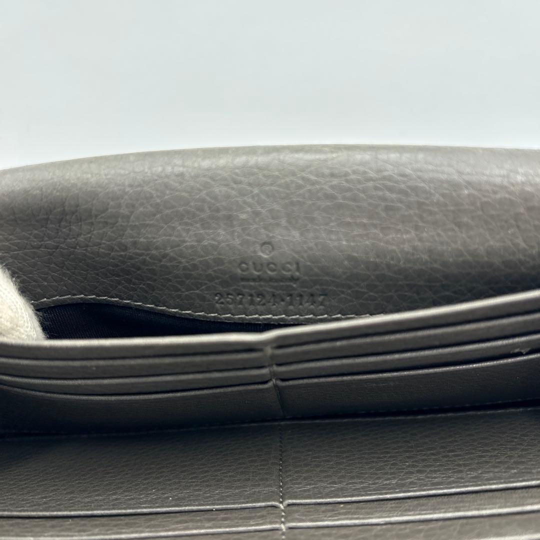 GUCCI 長財布　レザー　ホースビット　ロゴ　グレー　財布