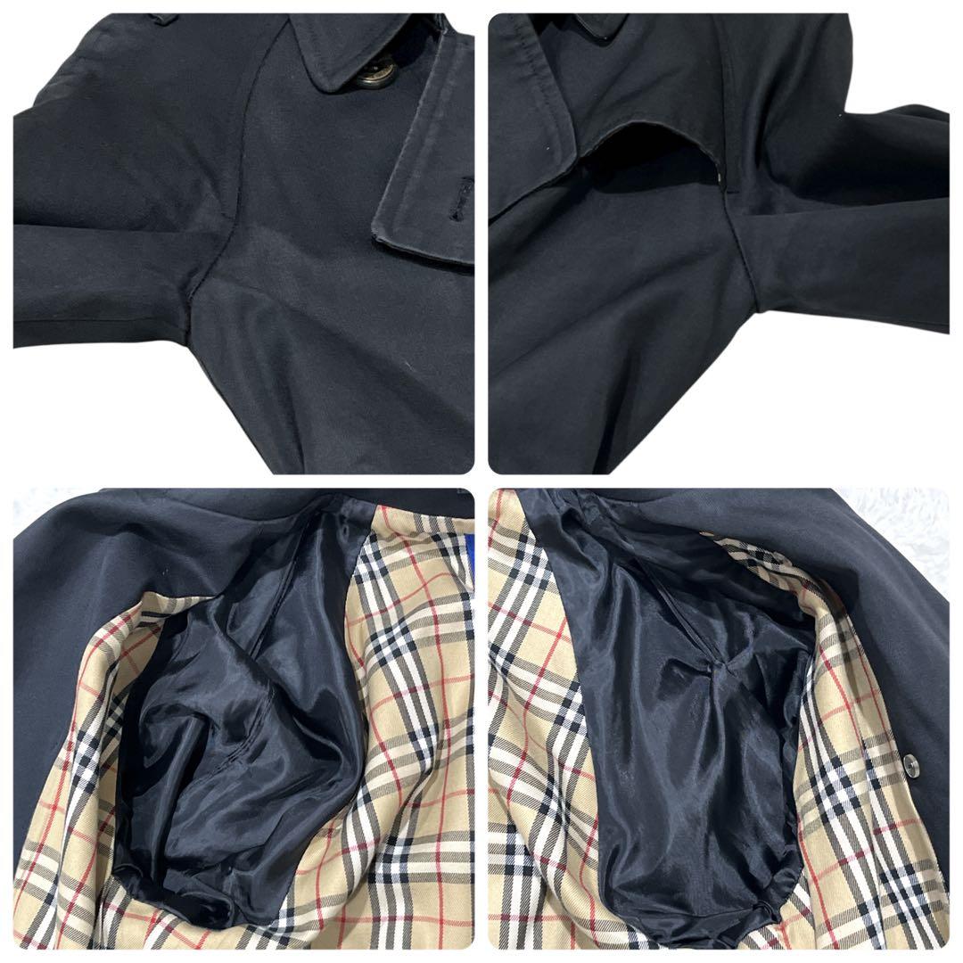 バーバリーブルーレーベル トレンチコート ブラック ノバチェック ベルト 38