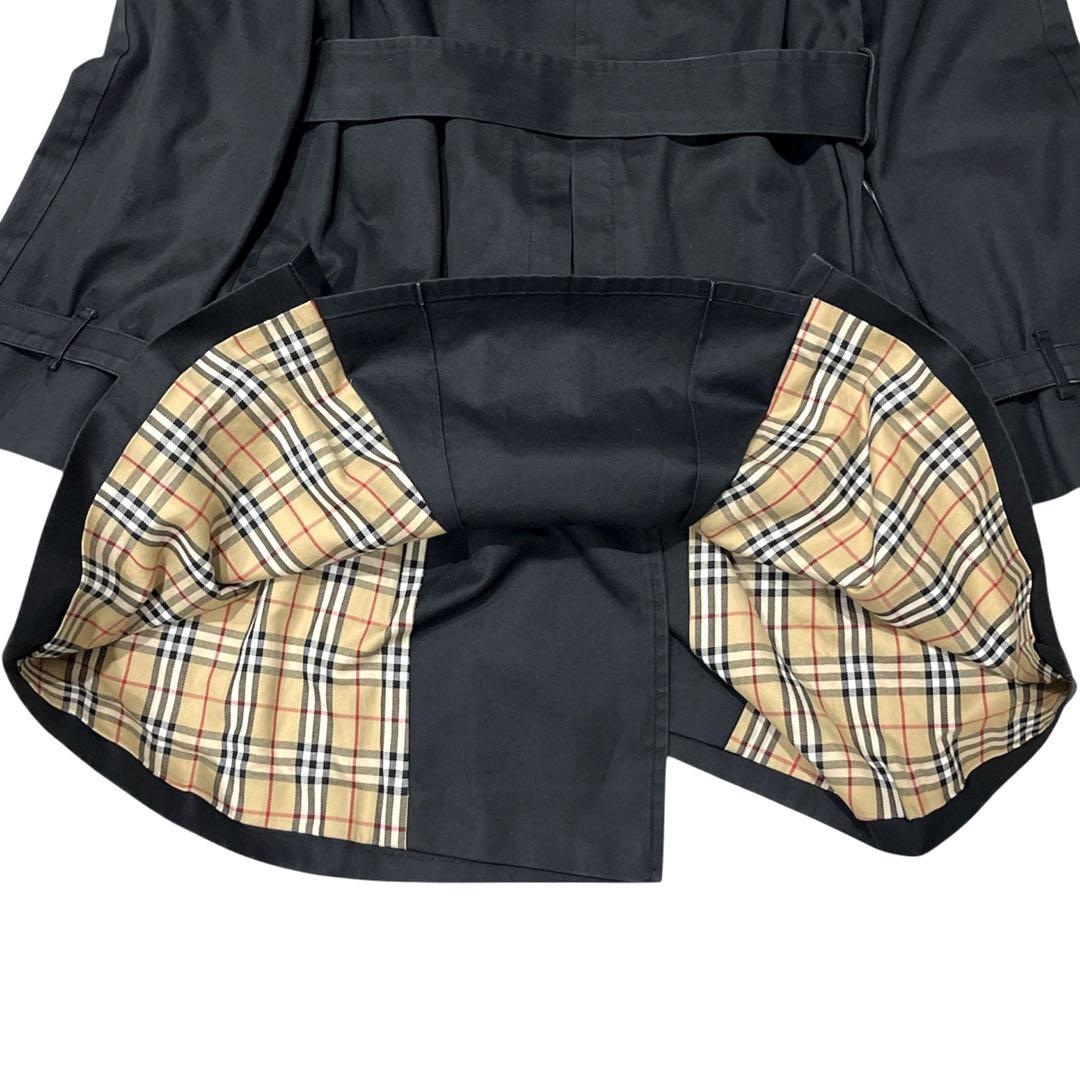 バーバリーブルーレーベル トレンチコート ブラック ノバチェック ベルト 38