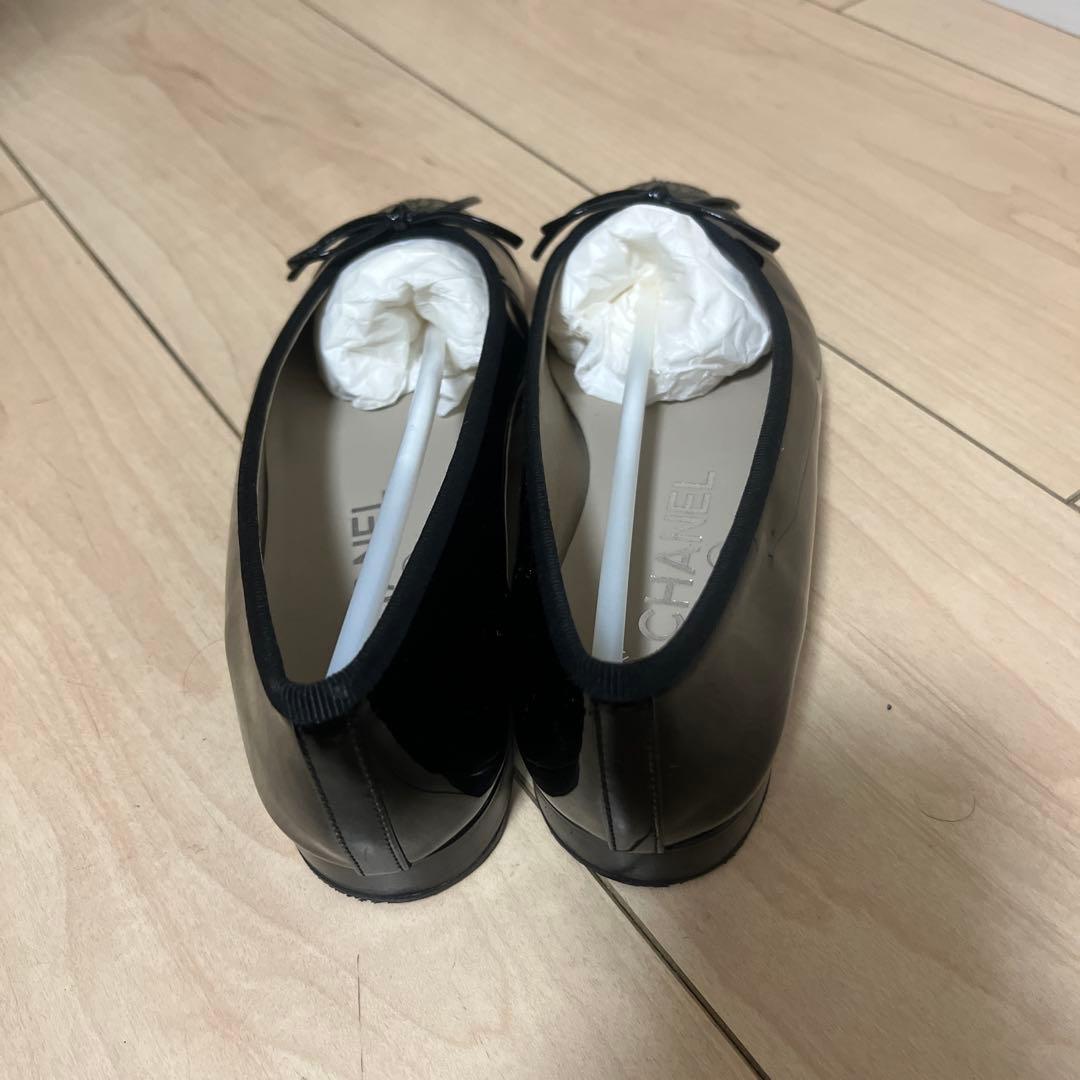 CHANEL バレエシューズ ブラック/オリーブ