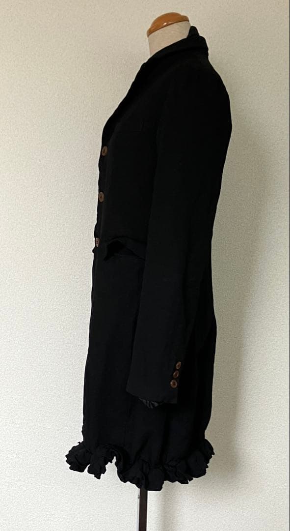 コムデギャルソンコムデギャルソンフリル付きブラックチェスターコート
