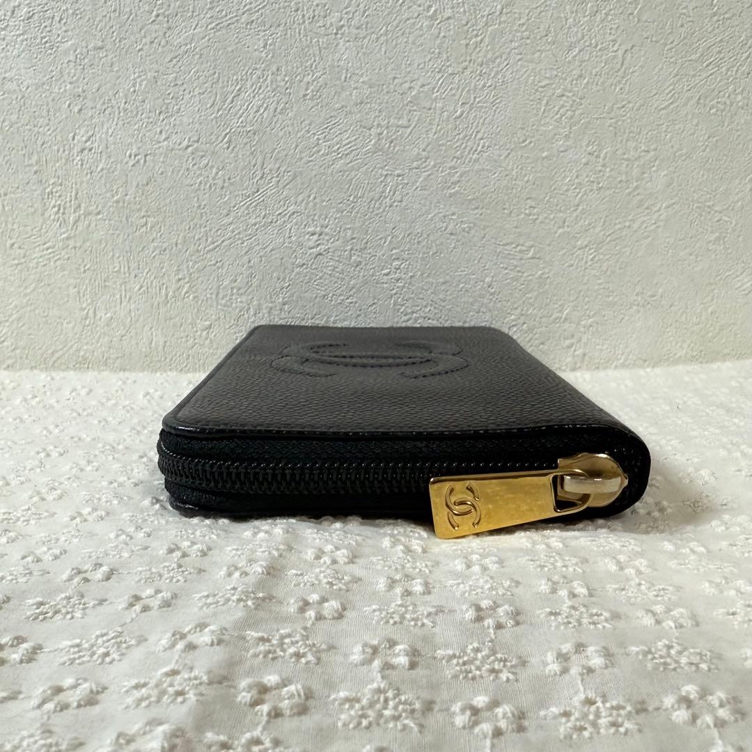 CHANEL シャネル ココマーク キャビアスキン 長財布 極美品8879209