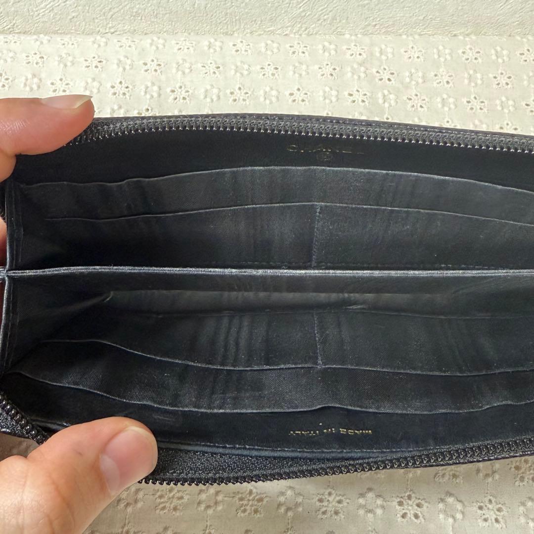 CHANEL シャネル ココマーク キャビアスキン 長財布 極美品8879209