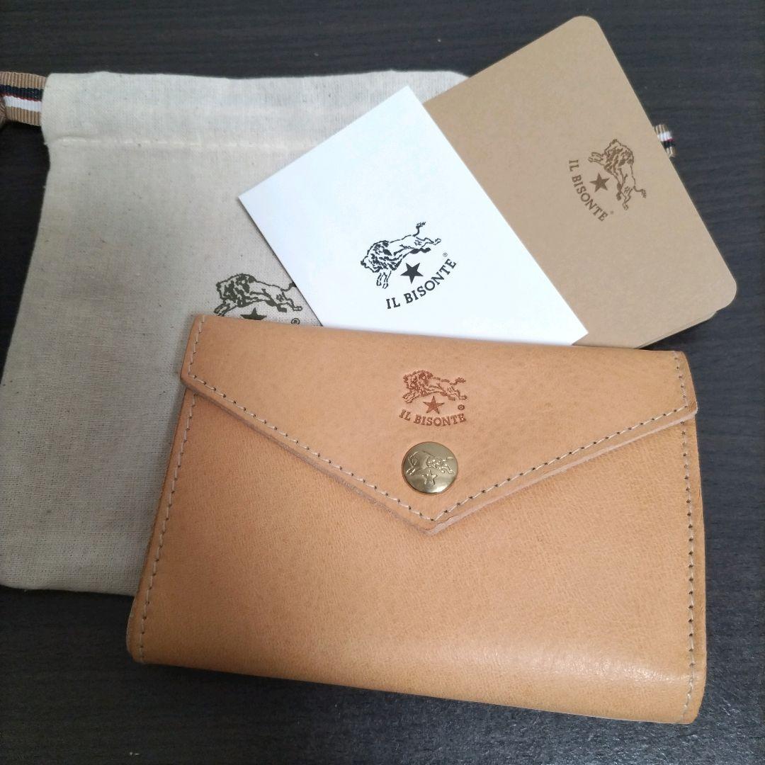 新品 イルビゾンテ 本革 レザー ウォレット ミニ 財布 折り財布 ナチュラル