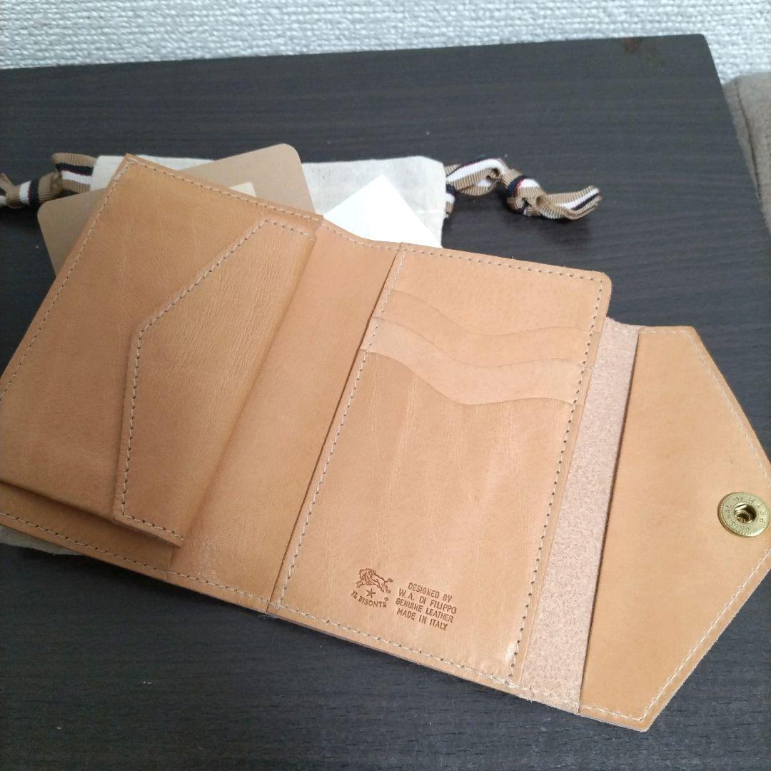 新品 イルビゾンテ 本革 レザー ウォレット ミニ 財布 折り財布 ナチュラル