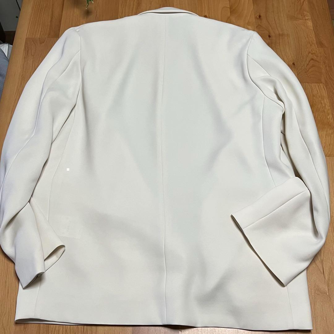 【美品】CULLNIトレンドデザイン　前ファスナー メンズ スーツ　オフホワイト
