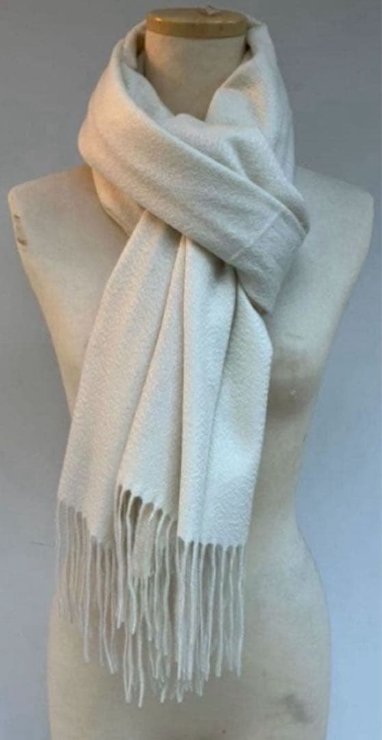 フワフワ しっとり無染色カシミア100%新品 超大判ストール ホワイトZARUD