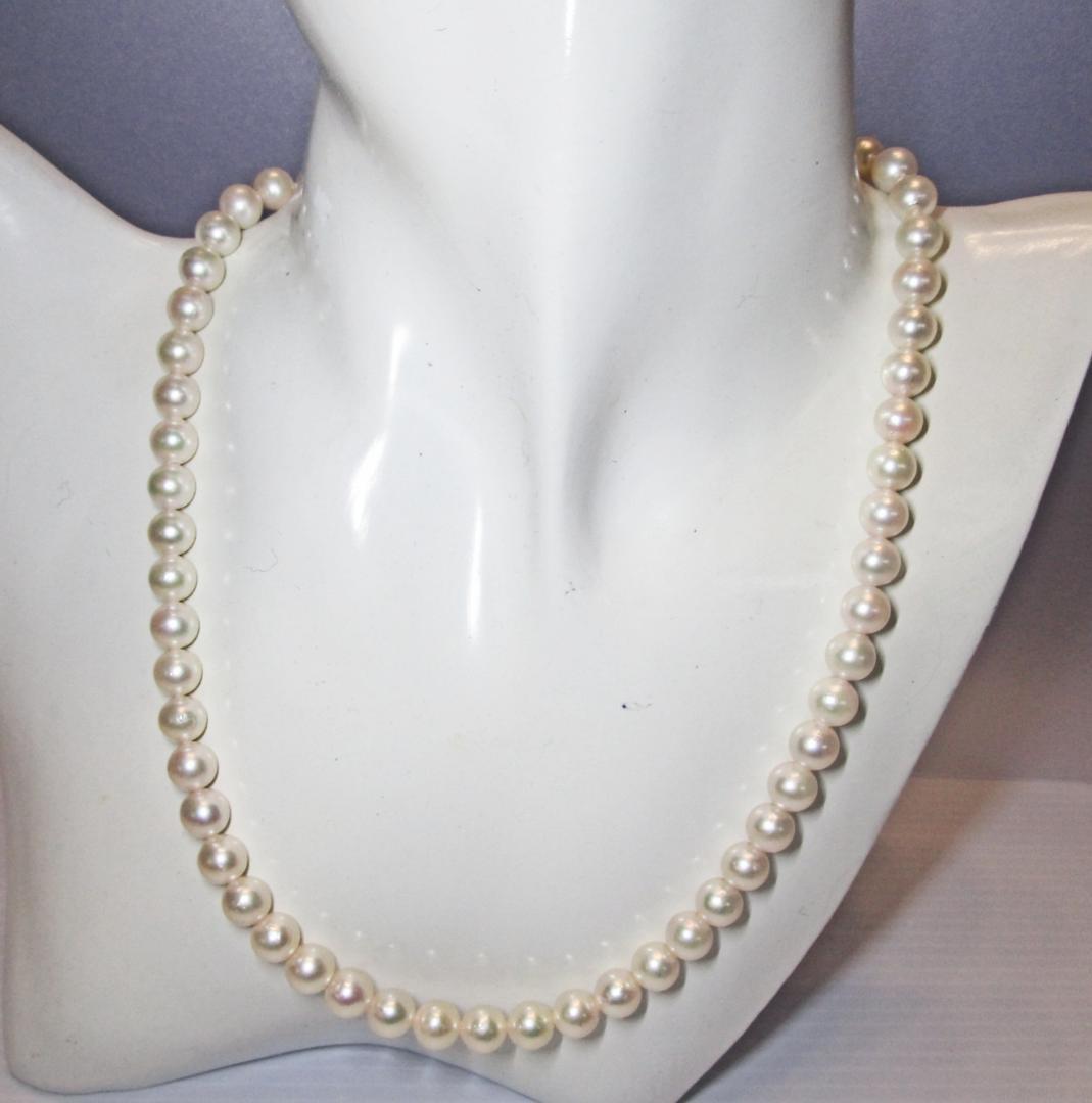 セール☆極美品☆アコヤ本真珠ネックレス ７-７.５ミリ 照り抜群 鑑別書