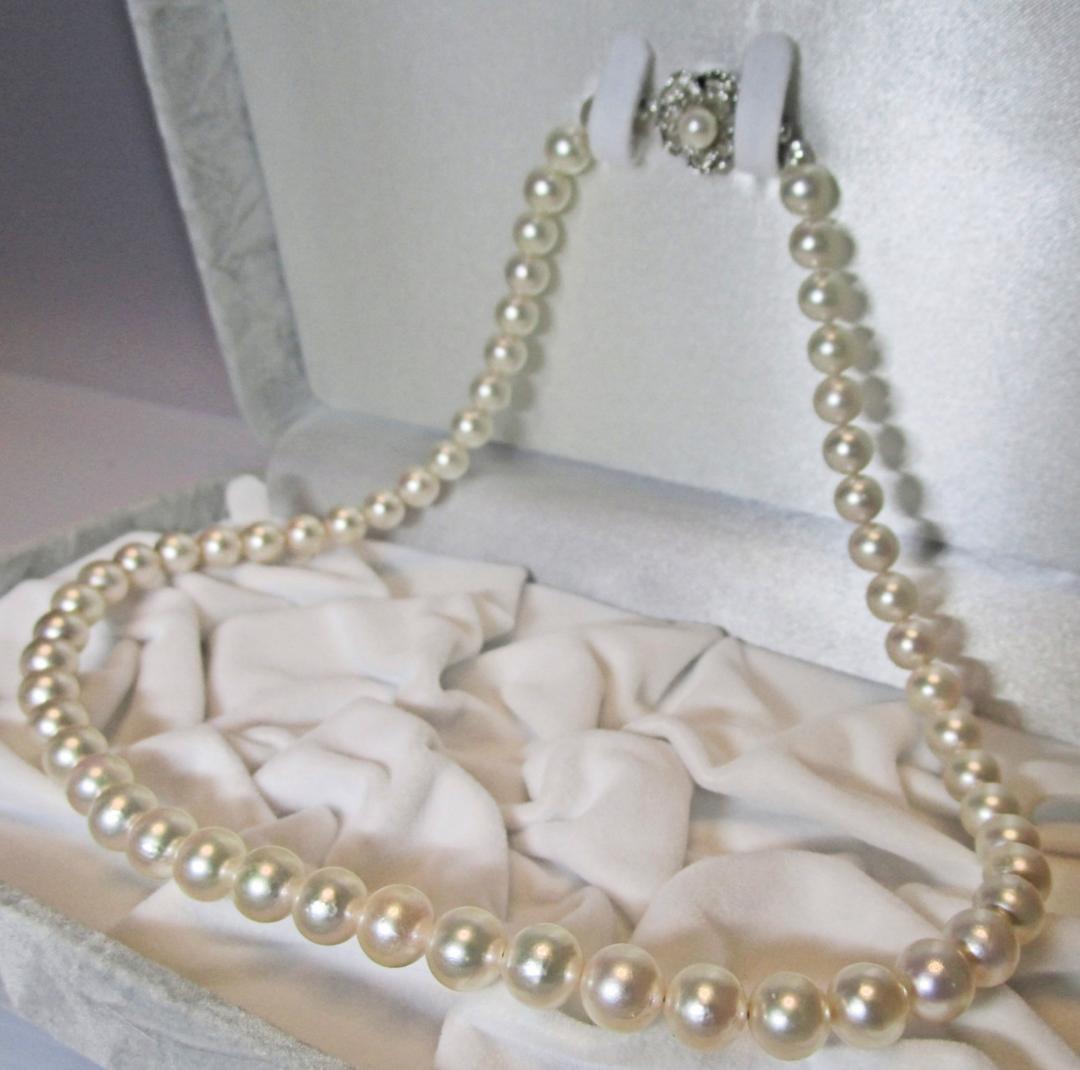 セール☆極美品☆アコヤ本真珠ネックレス ７-７.５ミリ 照り抜群 鑑別書