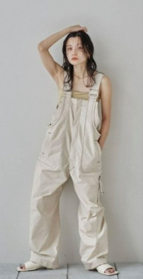 フロントジップコットンサロペット