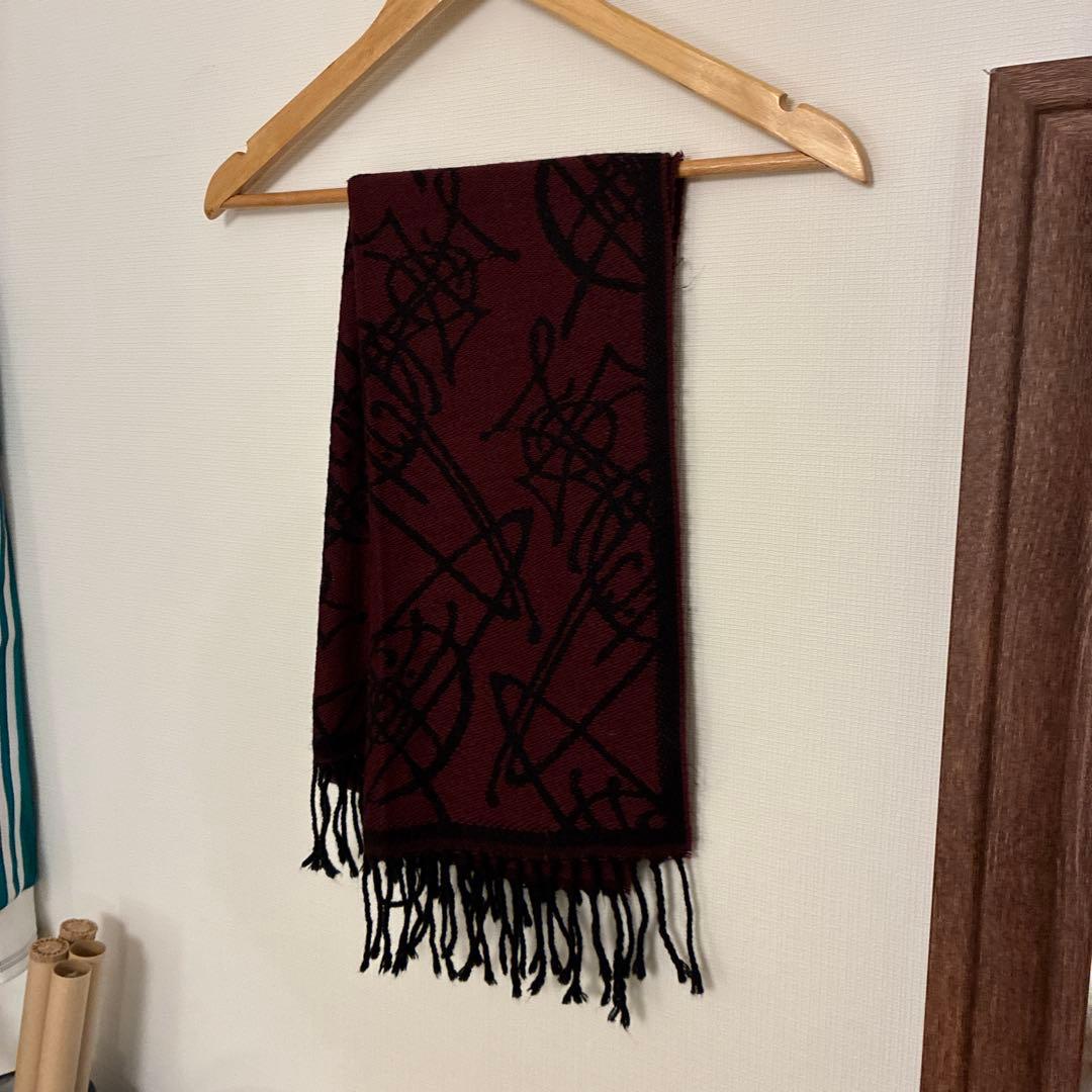 Vivienne Westwood　オーブ総柄 マフラー　赤黒リバーシブル