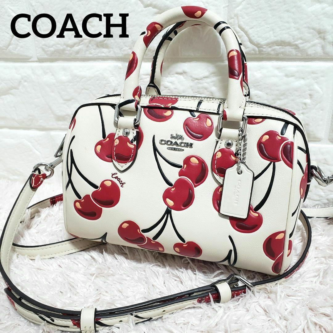 美品 COACH コーチ ミニ ローアン ボストンショルダー2way チェリー