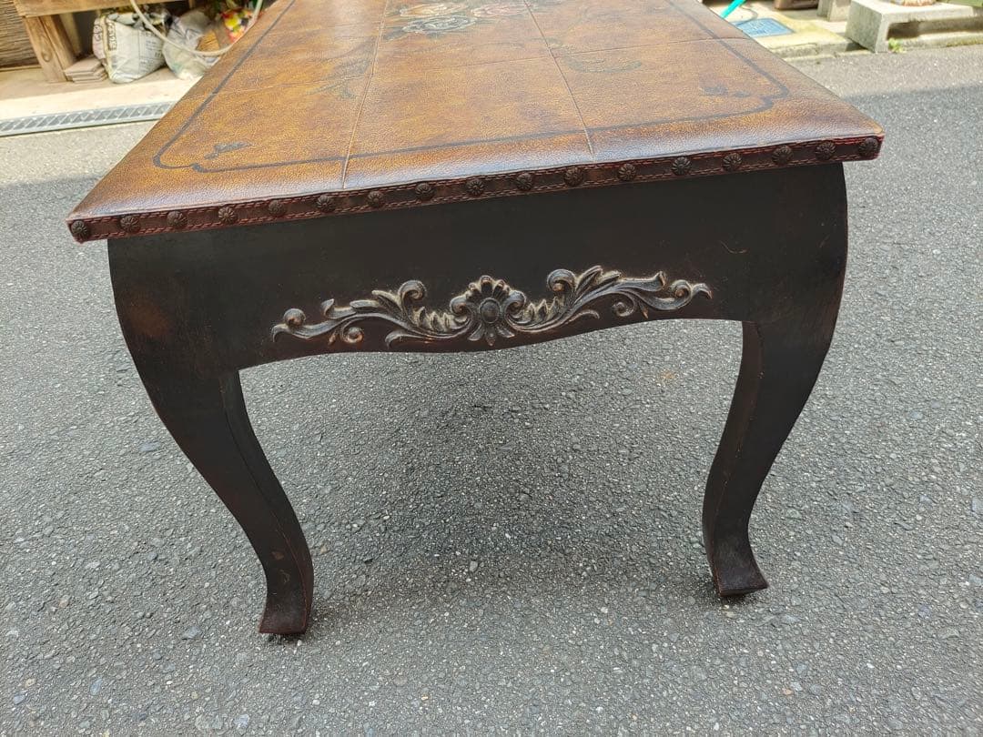 時代家具　猫脚デスク　両面引き出　飾台　西洋っぽい　コーヒーテーブル　店舗什器