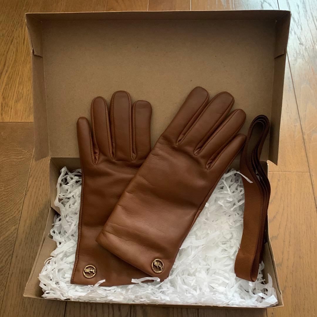 COACH ブラウンレザー手袋 6 1/2