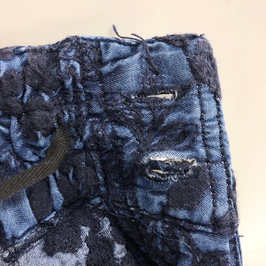 BEARDSLEY デニム 刺繍パンツ 1サイズ 花柄 ワイド パンツ 青 紺