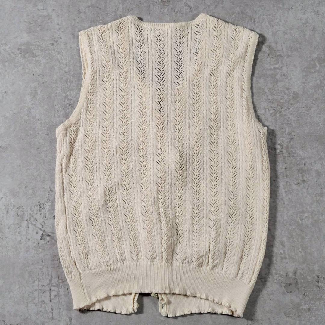 【美品】WONDERFUL WORLD 透かし編みニットベスト S～M相当