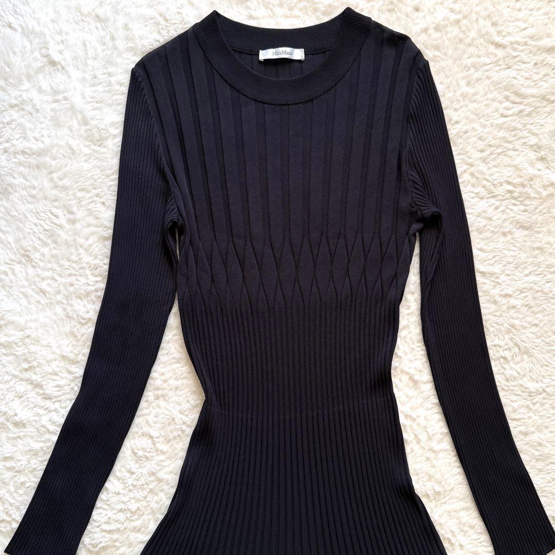 極美品✨ Max Mara 最高級白タグ ロングワンピース 黒　伸縮性