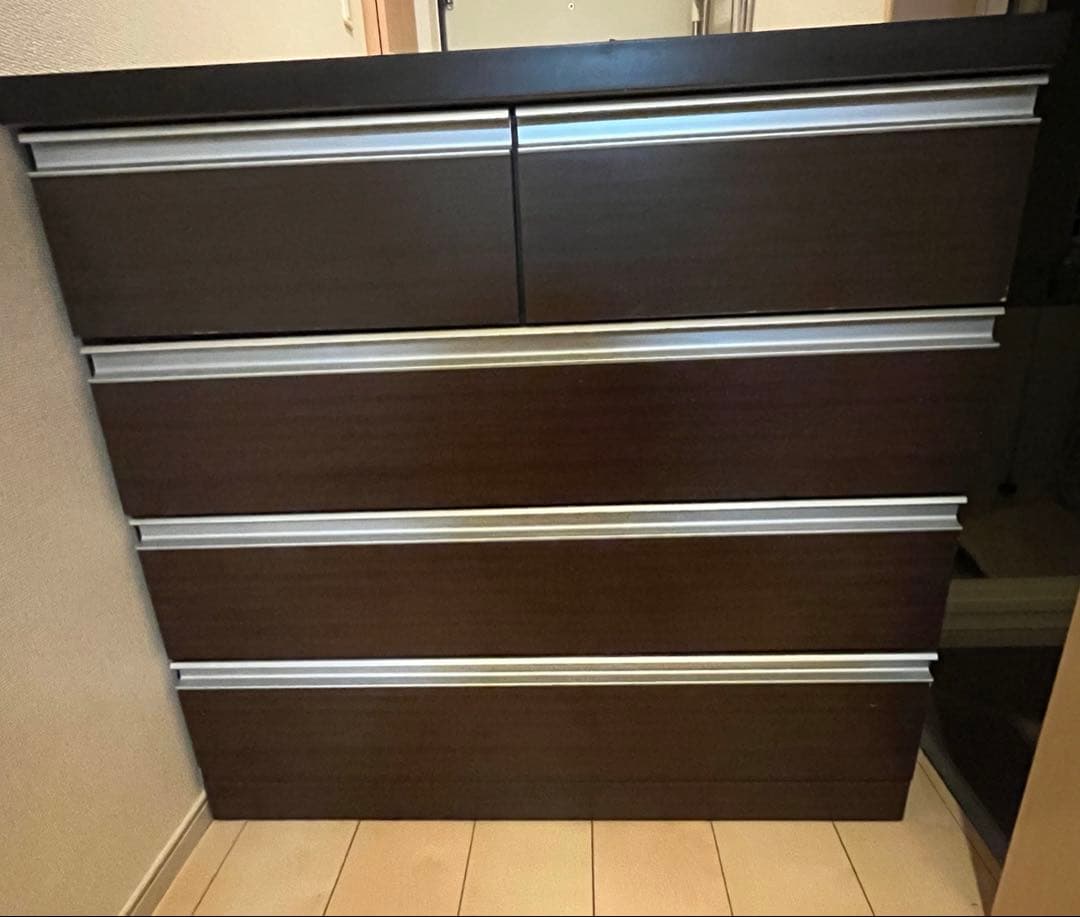 ニトリ　ダークブラウン 木製 チェスト 4段