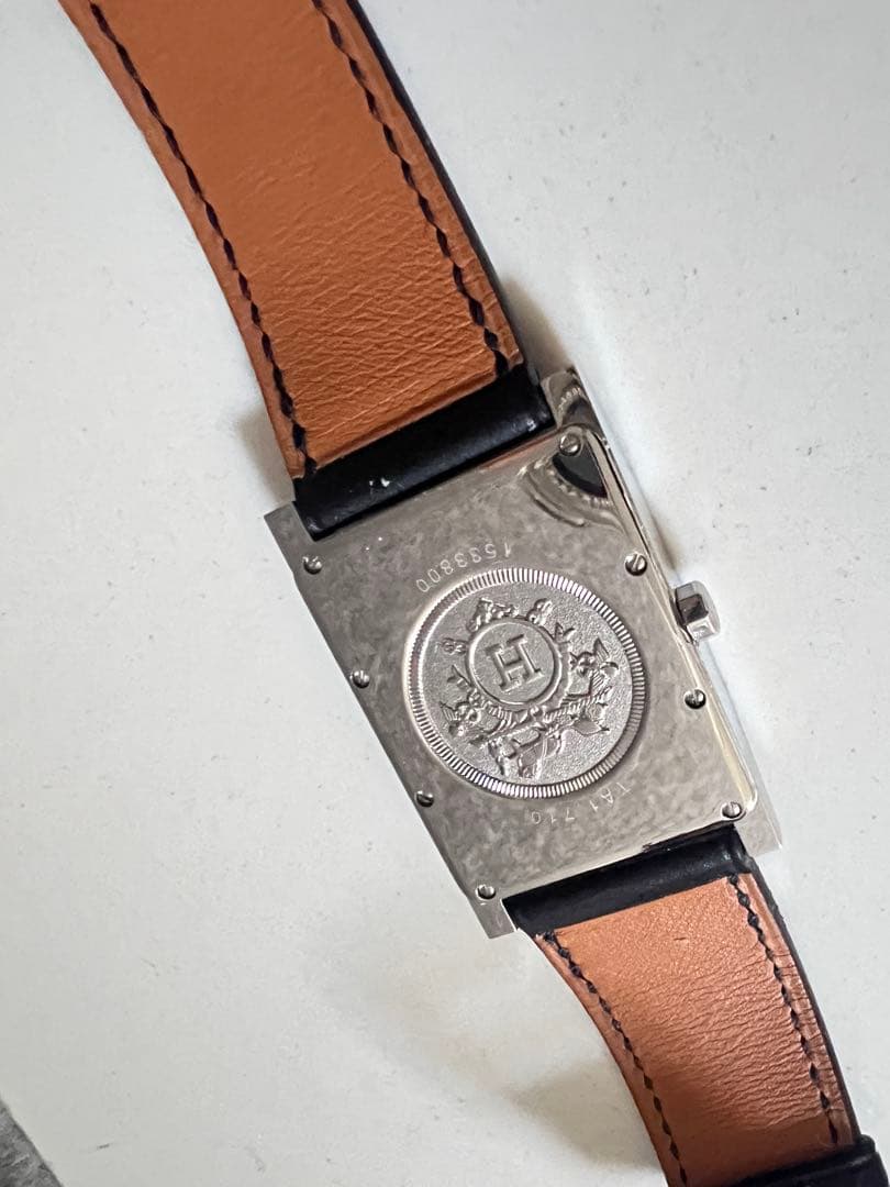 美品　HERMES TAI 710 タンデム　ブラックレザー時計