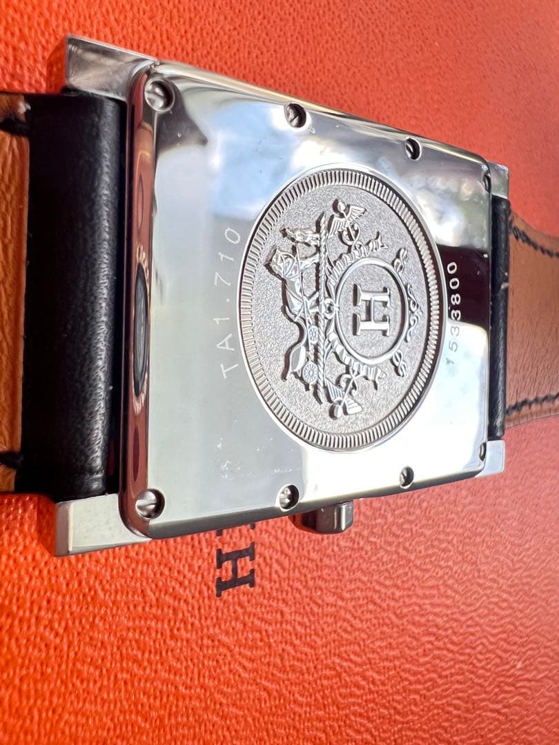 美品　HERMES TAI 710 タンデム　ブラックレザー時計