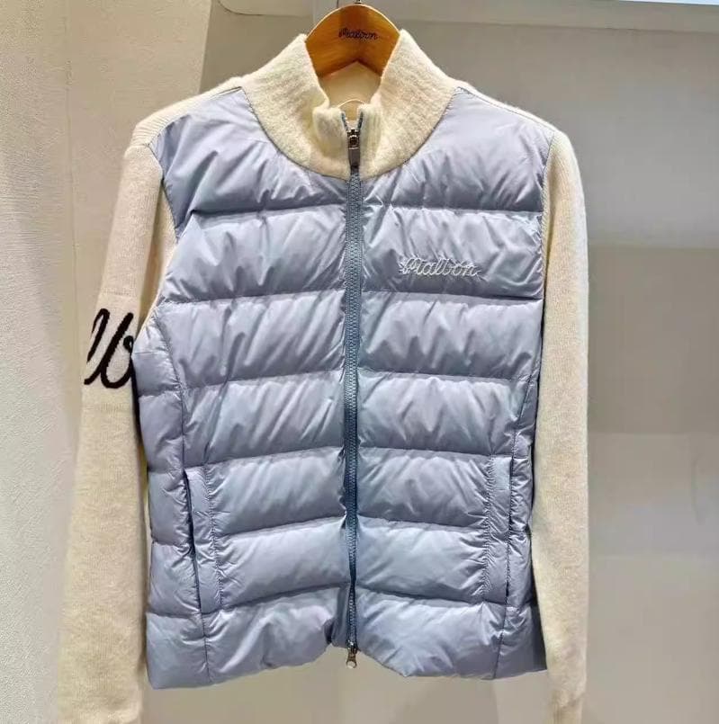 Malbon ゴルフ レディース ダウン ニット ジップアップ 冬モデル