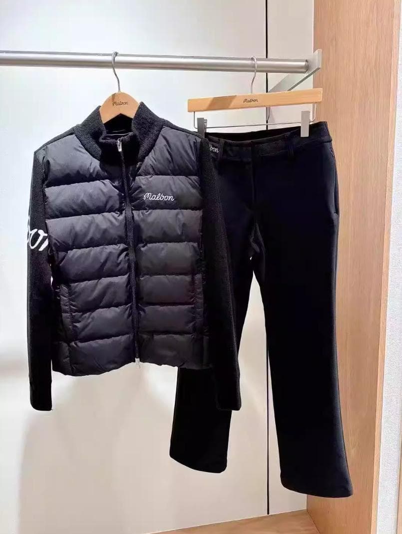 Malbon ゴルフ レディース ダウン ニット ジップアップ 冬モデル